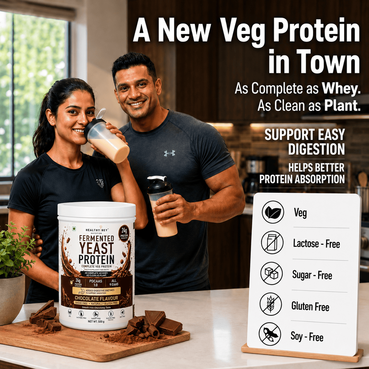HealthyHey Sports Powder Fermented Yeast Protein Helps Muscle Protein Synthesis Supports Healthy - 500g