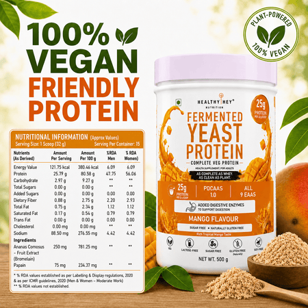 HealthyHey Sports Powder Fermented Yeast Protein Helps Muscle Protein Synthesis Supports Healthy - 500g