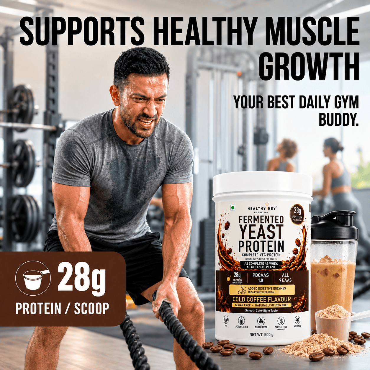 HealthyHey Sports Powder Fermented Yeast Protein Helps Muscle Protein Synthesis Supports Healthy - 500g
