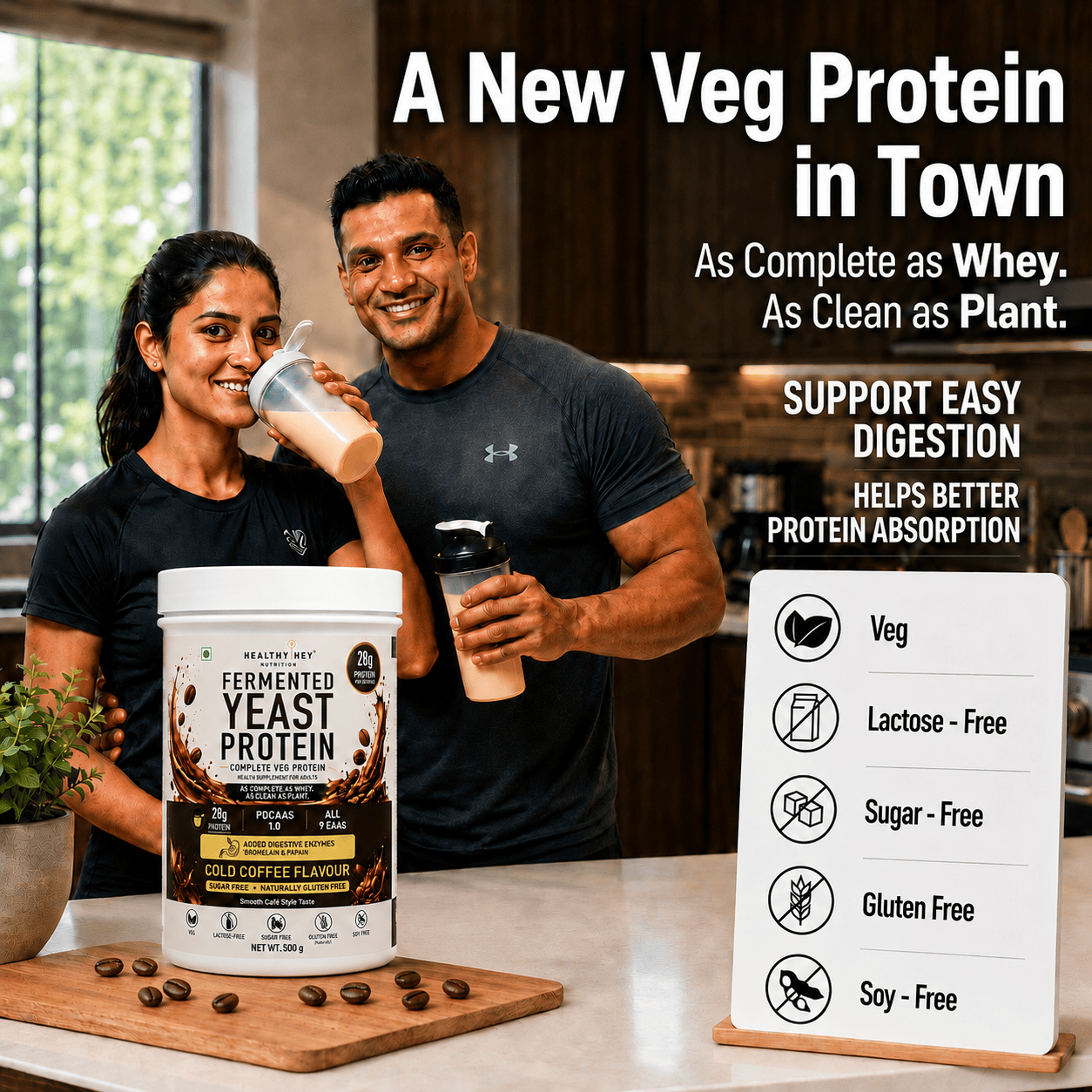 HealthyHey Sports Powder Fermented Yeast Protein Helps Muscle Protein Synthesis Supports Healthy - 500g