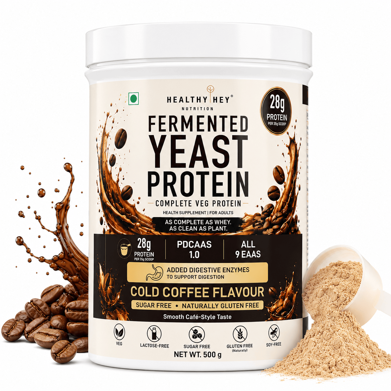 HealthyHey Sports Powder Fermented Yeast Protein Helps Muscle Protein Synthesis Supports Healthy - 500g