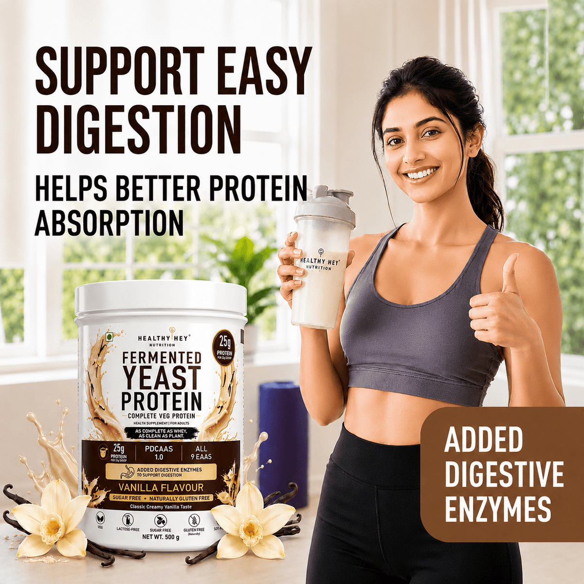 HealthyHey Sports Powder Fermented Yeast Protein Helps Muscle Protein Synthesis Supports Healthy - 500g