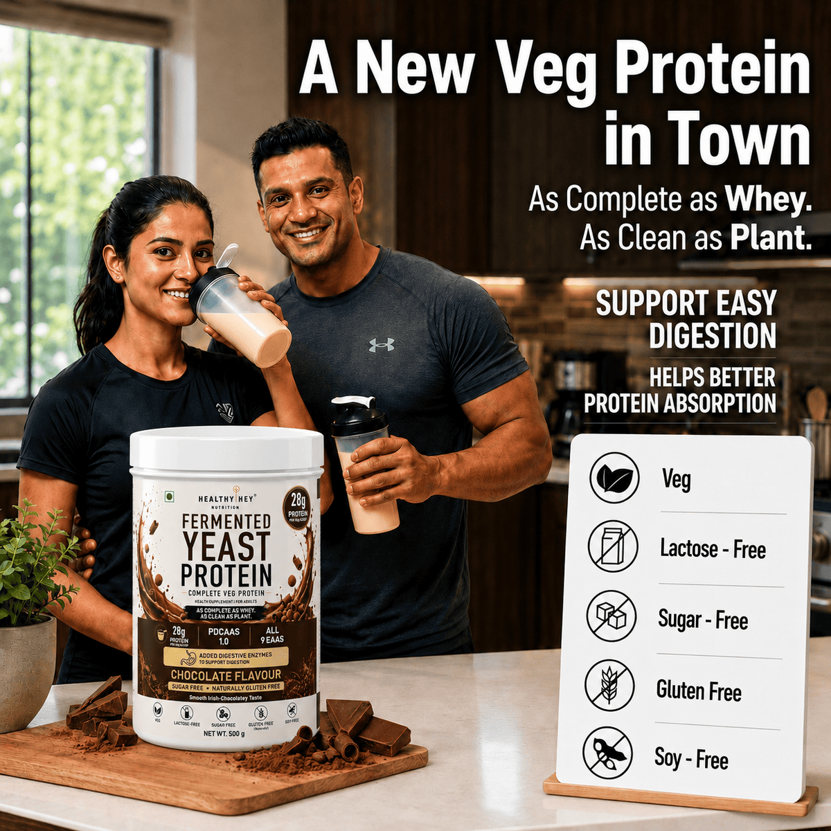 HealthyHey Sports Powder Fermented Yeast Protein Helps Muscle Protein Synthesis Supports Healthy - 500g
