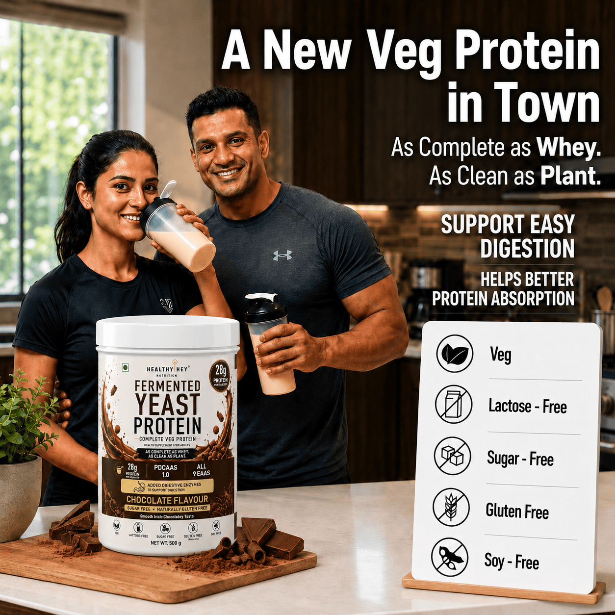 HealthyHey Sports Powder Fermented Yeast Protein Helps Muscle Protein Synthesis Supports Healthy - 500g