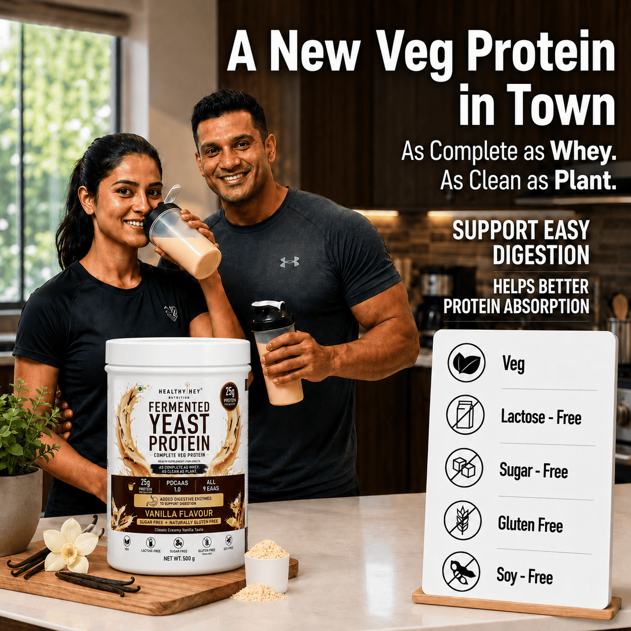 HealthyHey Sports Powder Fermented Yeast Protein Helps Muscle Protein Synthesis Supports Healthy - 500g