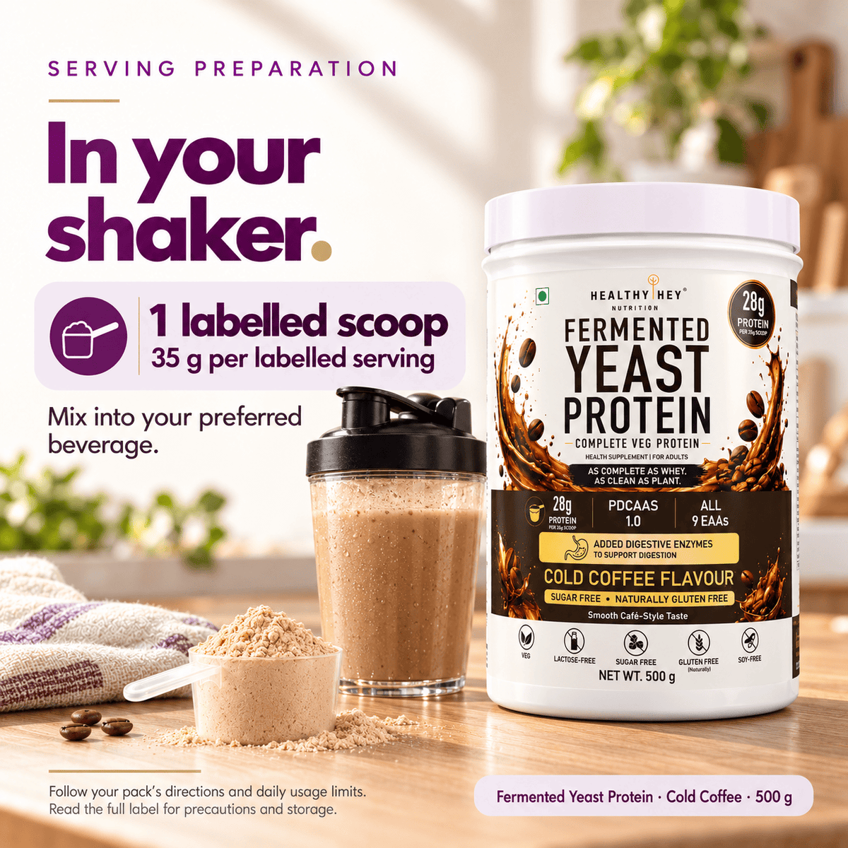 HealthyHey Sports Powder Fermented Yeast Protein Helps Muscle Protein Synthesis Supports Healthy - 500g