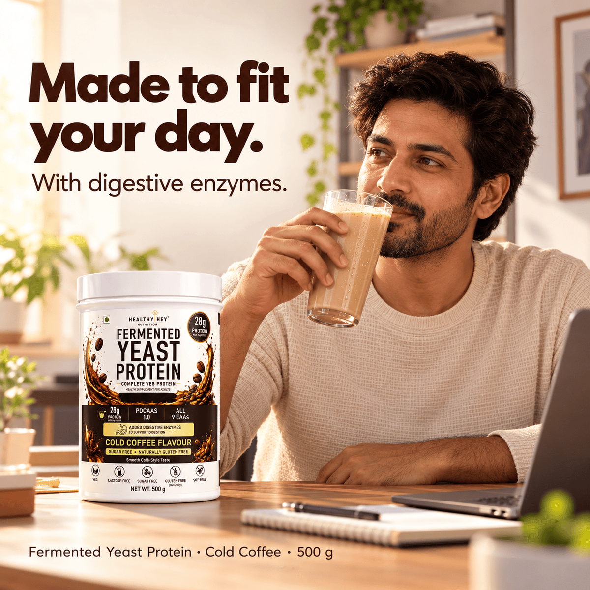 HealthyHey Sports Powder Fermented Yeast Protein Helps Muscle Protein Synthesis Supports Healthy - 500g