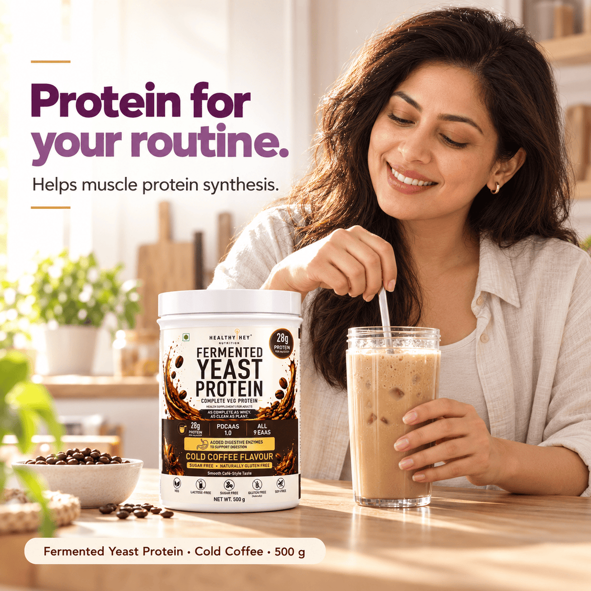 HealthyHey Sports Powder Fermented Yeast Protein Helps Muscle Protein Synthesis Supports Healthy - 500g