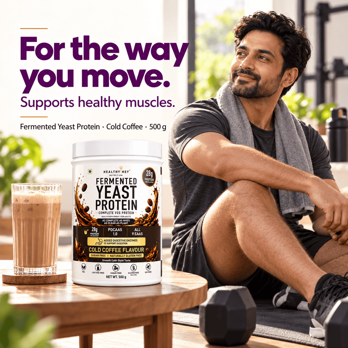 HealthyHey Sports Powder Fermented Yeast Protein Helps Muscle Protein Synthesis Supports Healthy - 500g