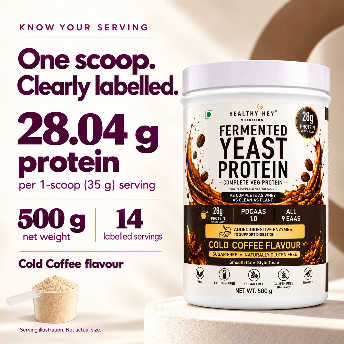 HealthyHey Sports Powder Fermented Yeast Protein Helps Muscle Protein Synthesis Supports Healthy - 500g