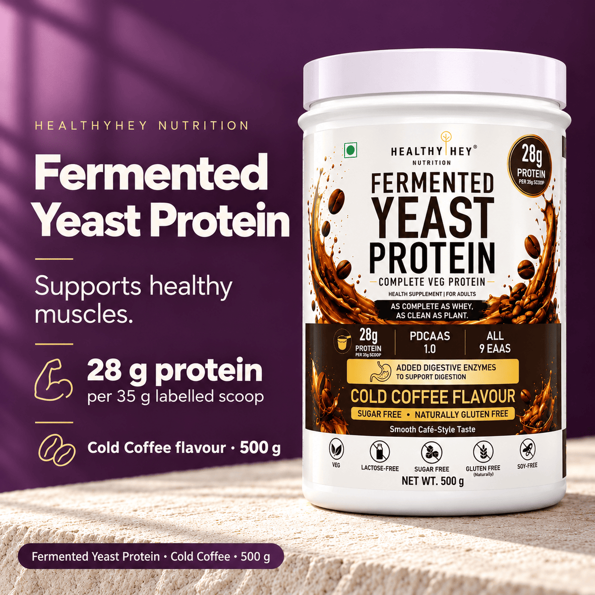HealthyHey Sports Powder Fermented Yeast Protein Helps Muscle Protein Synthesis Supports Healthy - 500g