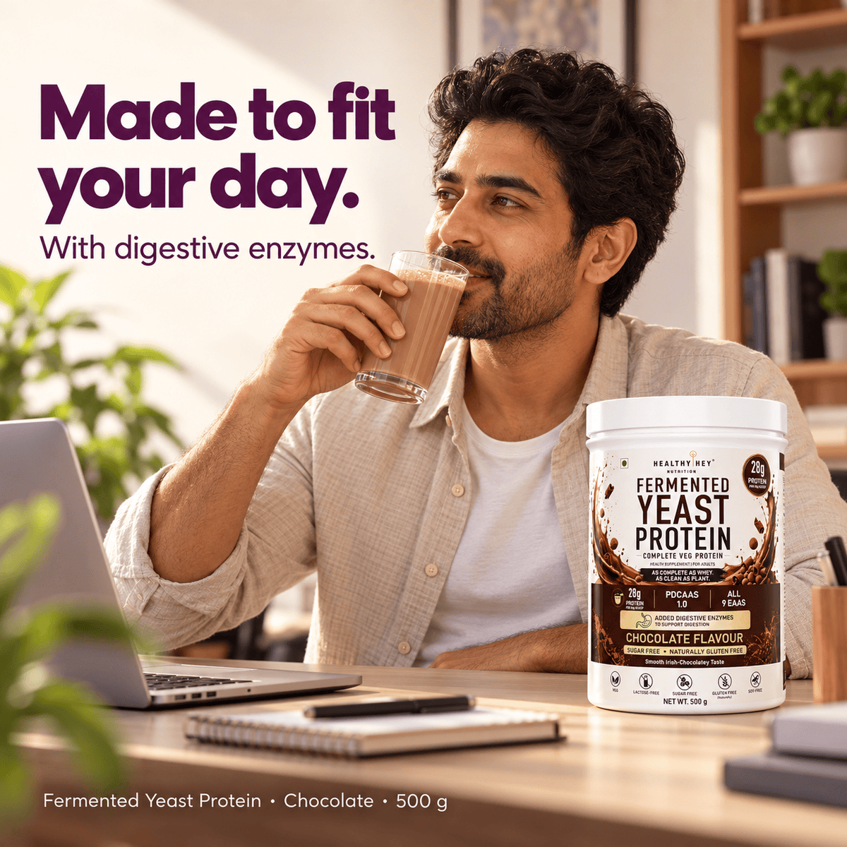 HealthyHey Sports Powder Fermented Yeast Protein Helps Muscle Protein Synthesis Supports Healthy - 500g