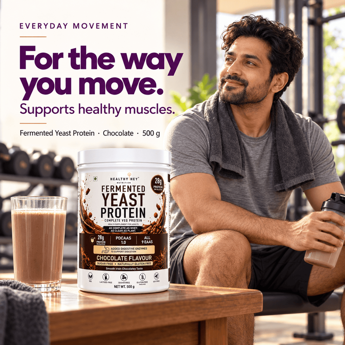 HealthyHey Sports Powder Fermented Yeast Protein Helps Muscle Protein Synthesis Supports Healthy - 500g