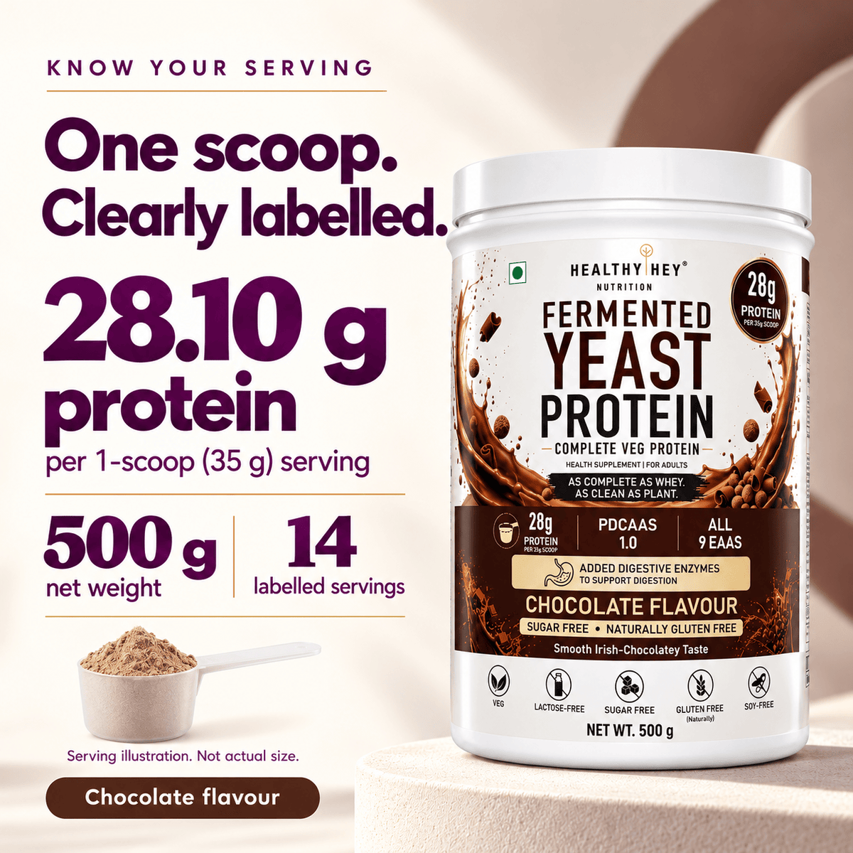 HealthyHey Sports Powder Fermented Yeast Protein Helps Muscle Protein Synthesis Supports Healthy - 500g