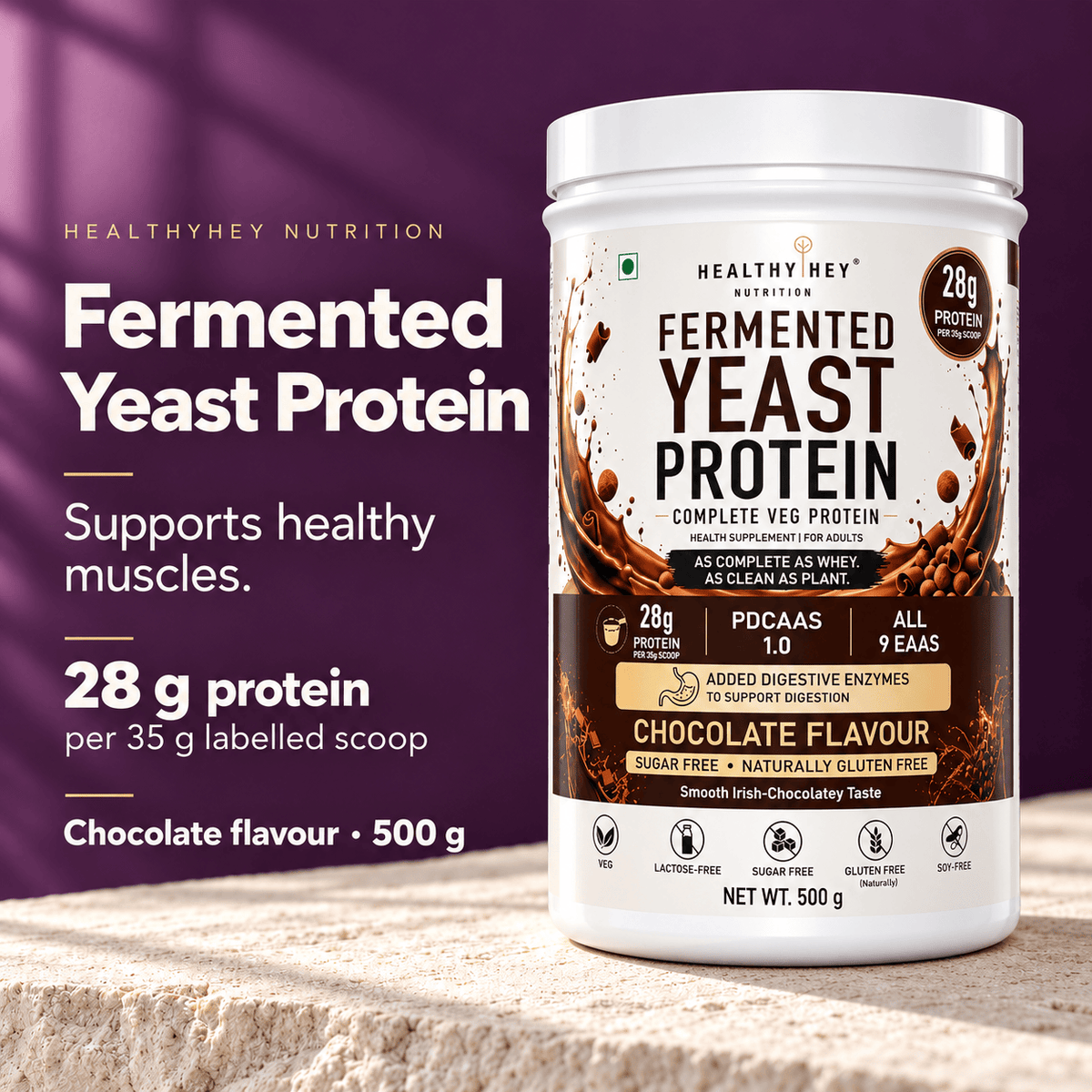 HealthyHey Sports Powder Fermented Yeast Protein Helps Muscle Protein Synthesis Supports Healthy - 500g