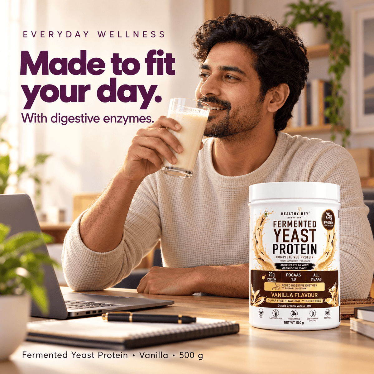 HealthyHey Sports Powder Fermented Yeast Protein Helps Muscle Protein Synthesis Supports Healthy - 500g