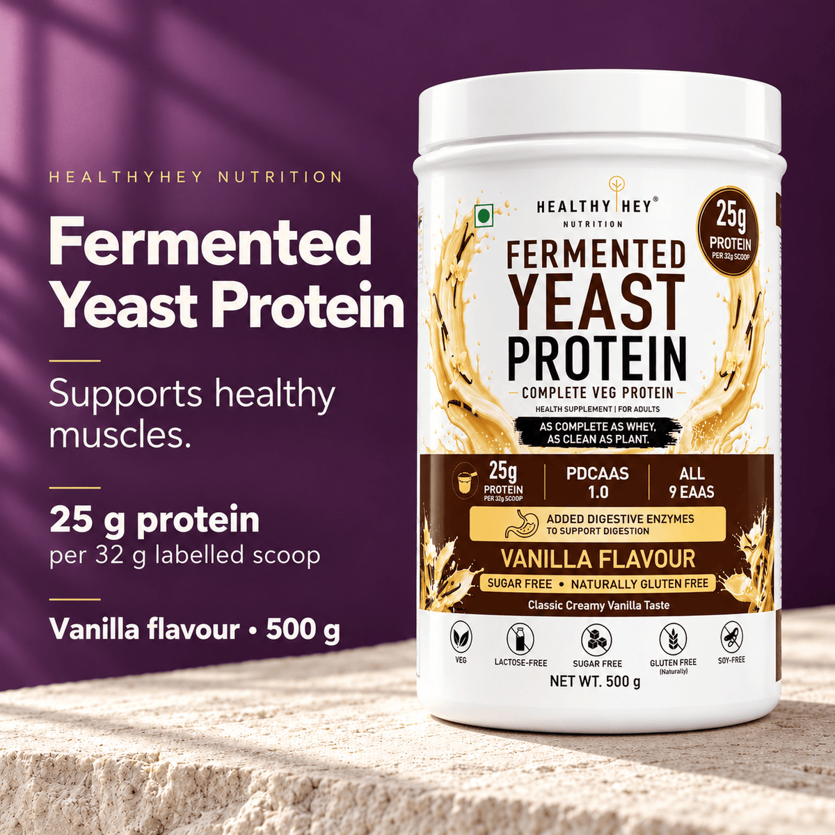 HealthyHey Sports Powder Fermented Yeast Protein Helps Muscle Protein Synthesis Supports Healthy - 500g