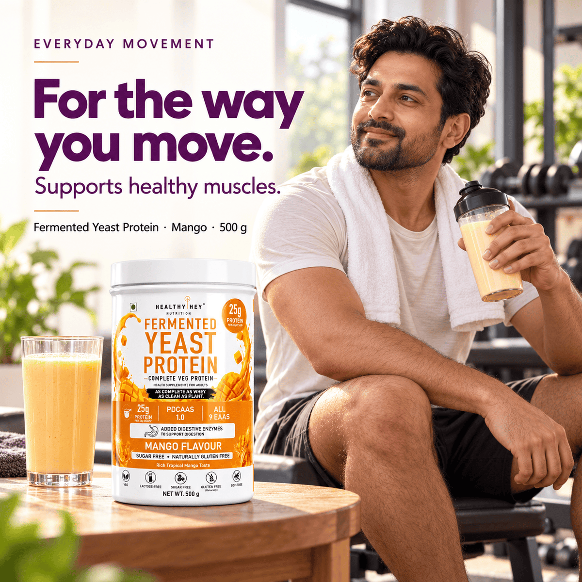 HealthyHey Sports Powder Fermented Yeast Protein Helps Muscle Protein Synthesis Supports Healthy - 500g