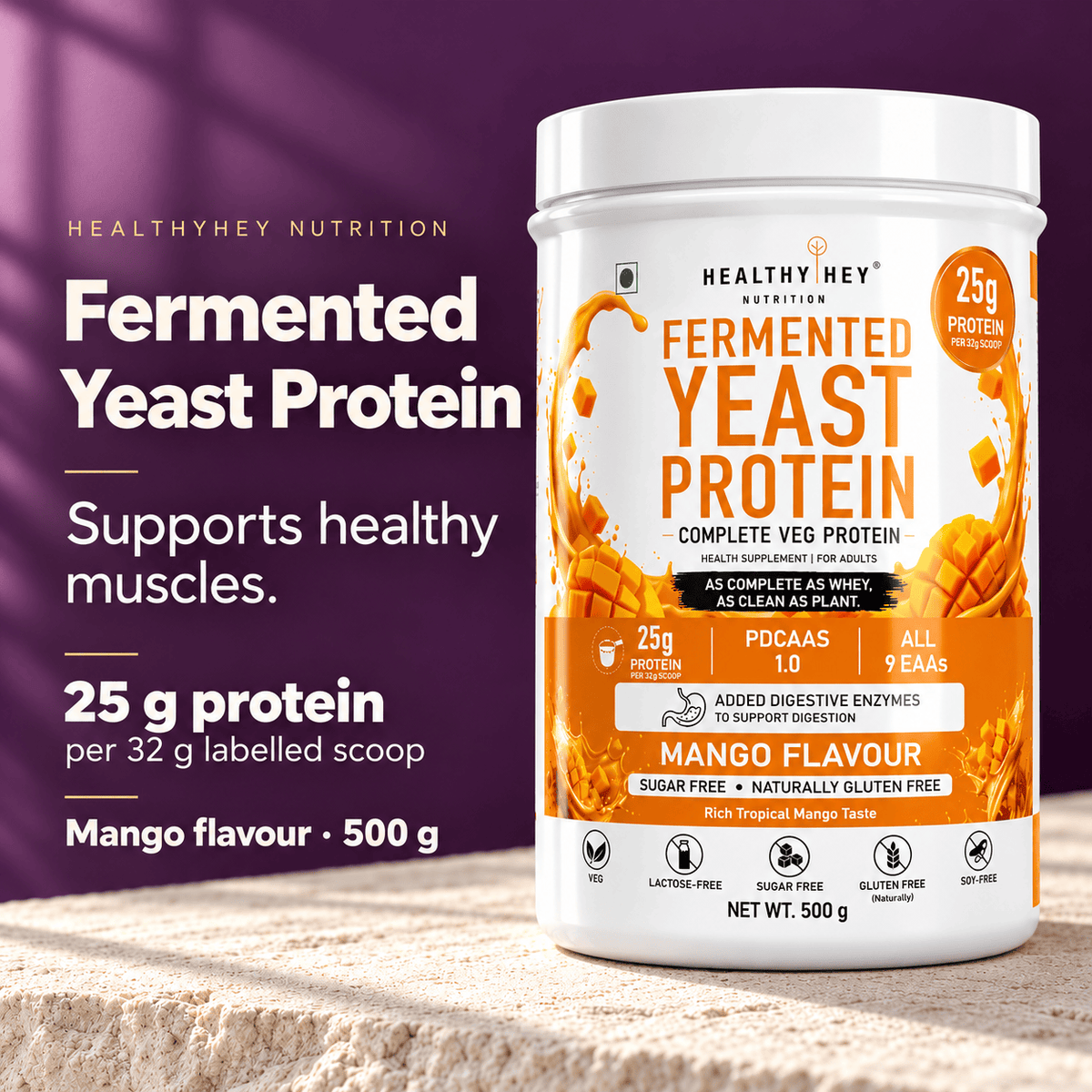 HealthyHey Sports Powder Fermented Yeast Protein Helps Muscle Protein Synthesis Supports Healthy - 500g