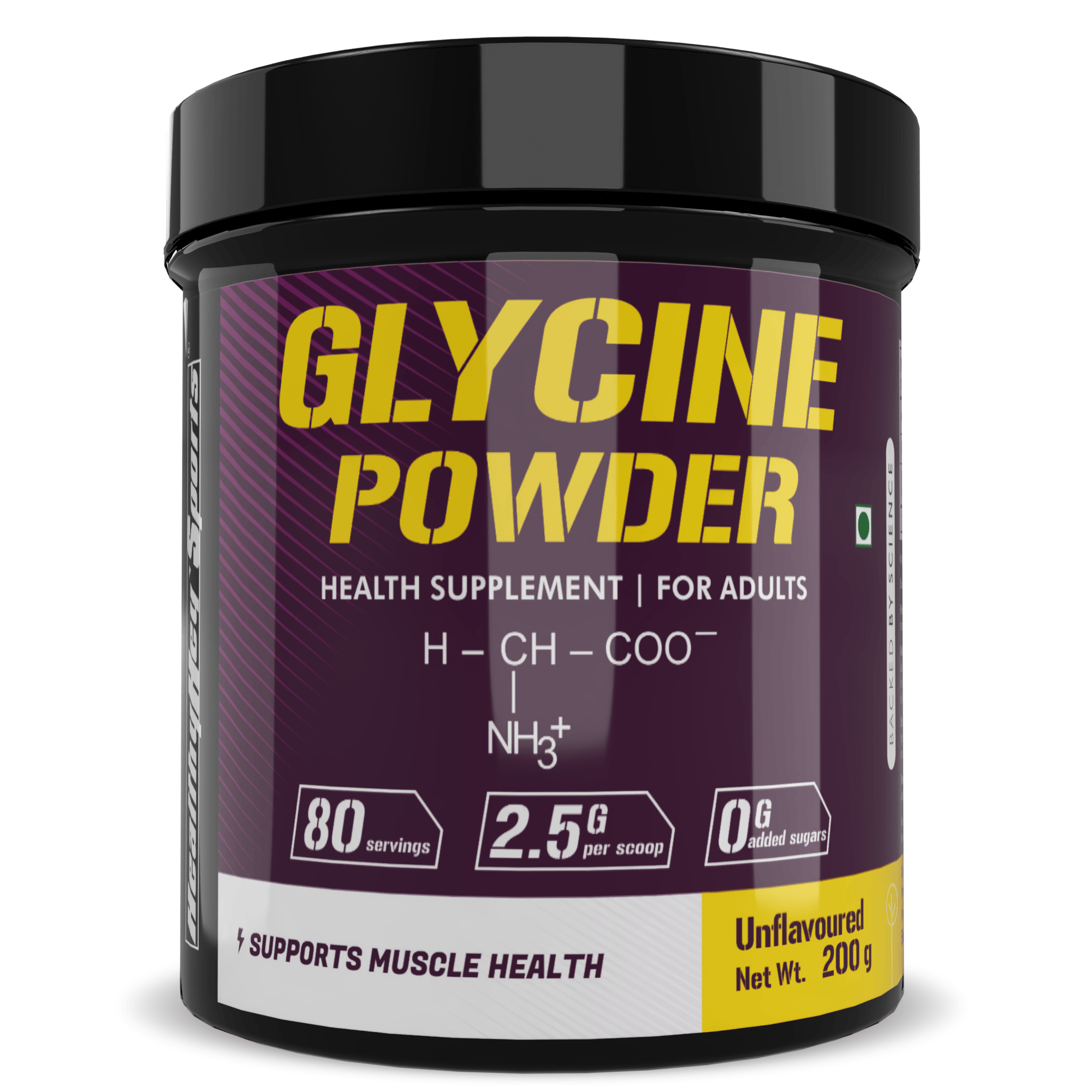 HealthyHey Sports Powder Glycine Powder, - Amino Acid Supplement - Support Muscle Health - 200 gram - 80 Servings