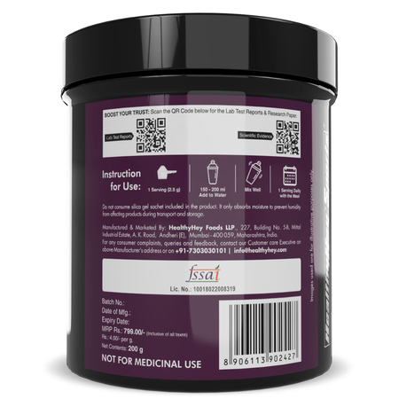 HealthyHey Sports Powder Glycine Powder, - Amino Acid Supplement - Support Muscle Health - 200 gram - 80 Servings