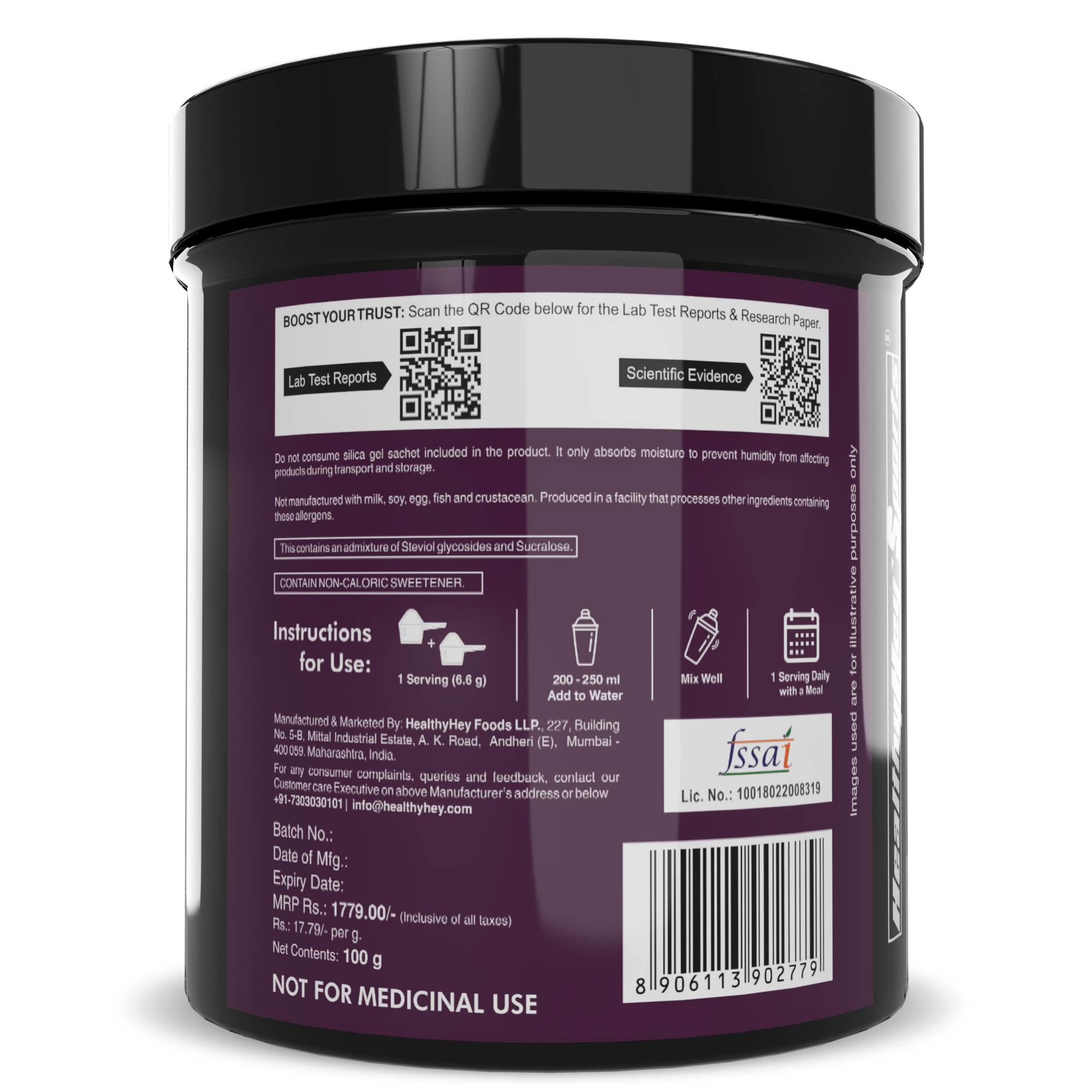 HealthyHey Sports Powder HMB Calcium,Supports Strength,endurance & muscle recovery Hydroxyl Methyl Butyrate Powder Lemon Flavour 100g
