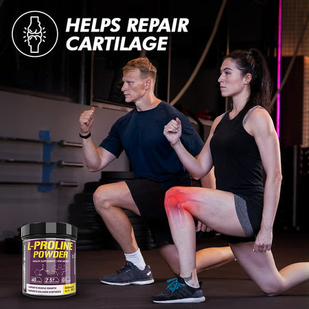 HealthyHey Sports Powder L-Proline Powder, Supports Muscle Growth & Collagen Formation, 100g Unflavoured - 40 Servings