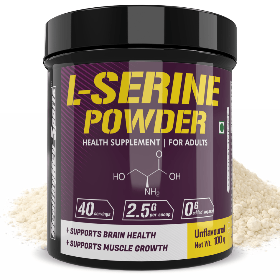 HealthyHey Sports Powder L-Serine Powder, Support Brain Health - 100g - Unflavoured