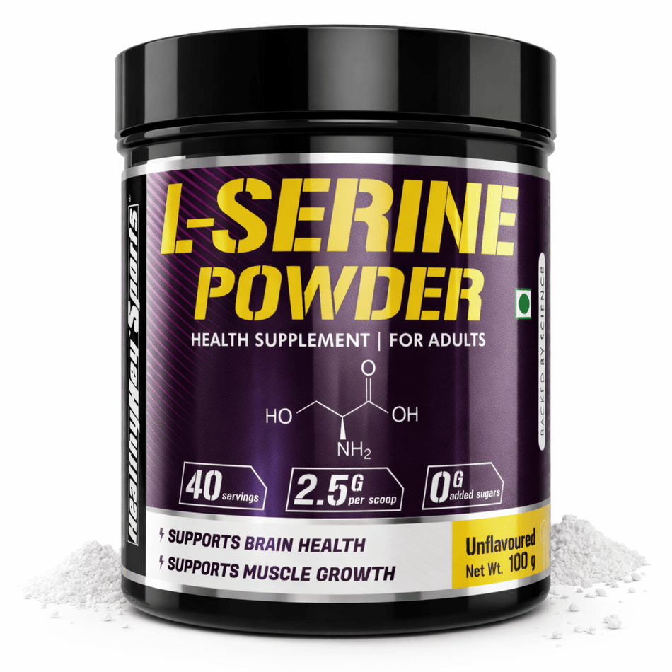 HealthyHey Sports Powder L-Serine Powder, Support Brain Health - 100g - Unflavoured