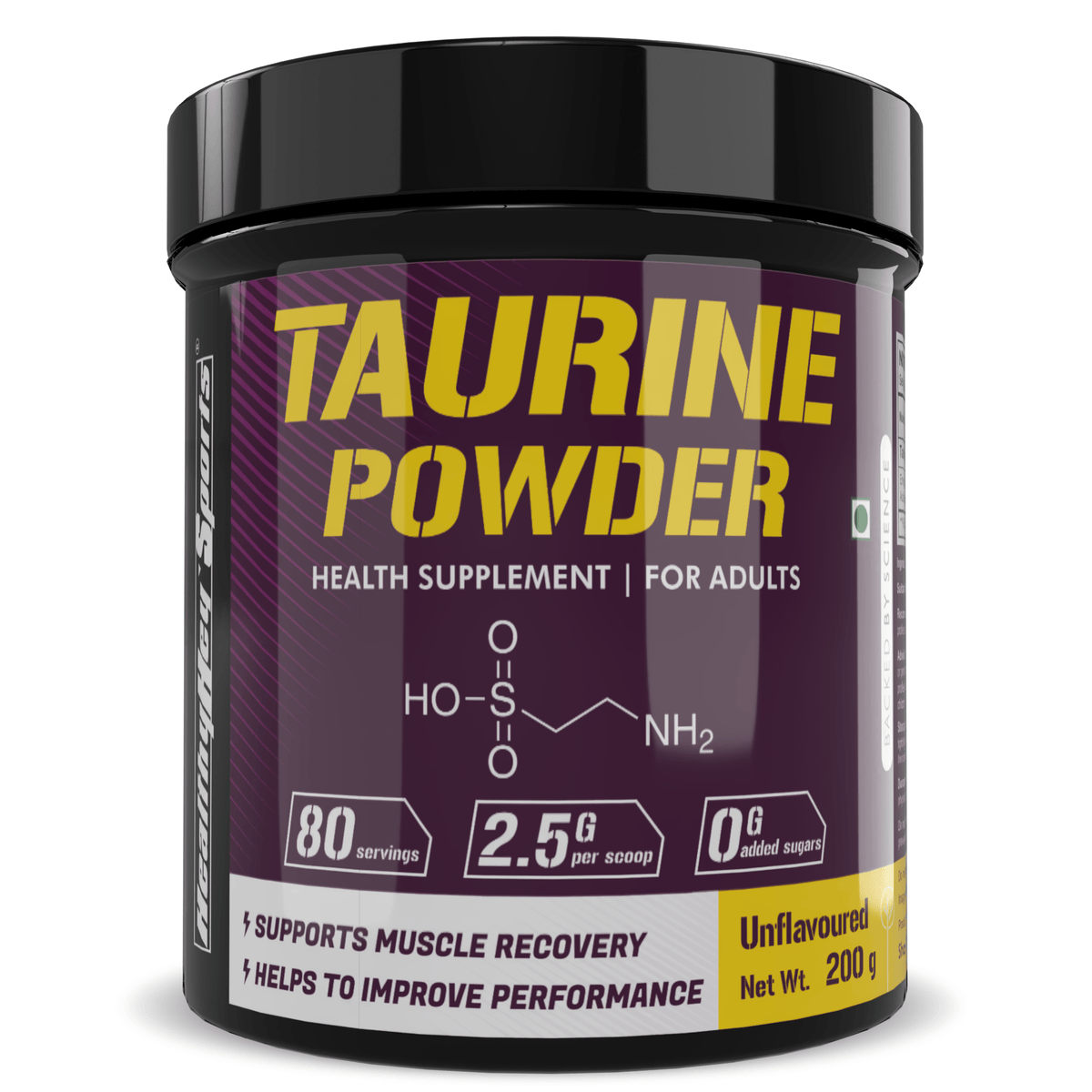 HealthyHey Sports Powder Taurine Powder, Support Muscle Recovery -Amino Acid Supplement - Improve Performance & Helps Recovery - 200 gram - 80 Servings