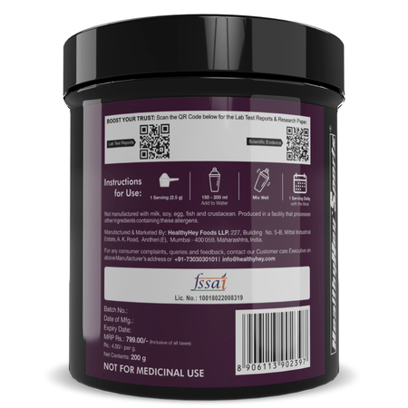 HealthyHey Sports Powder Taurine Powder, Support Muscle Recovery -Amino Acid Supplement - Improve Performance & Helps Recovery - 200 gram - 80 Servings