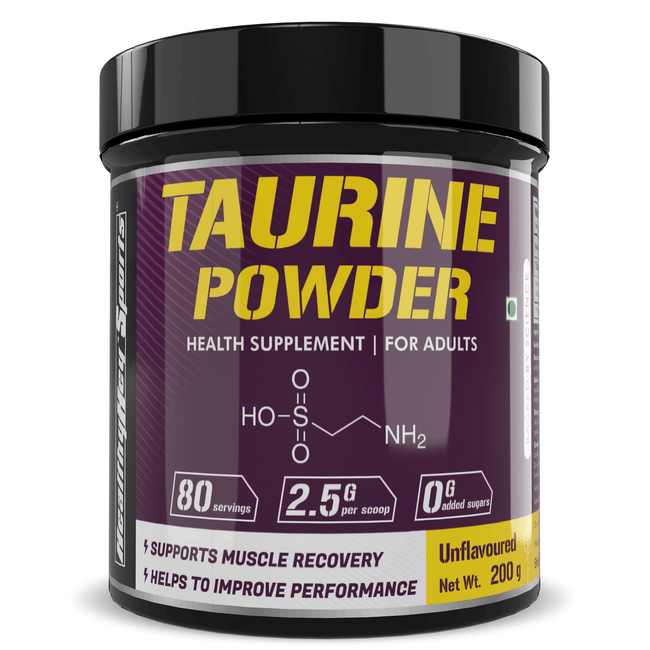 HealthyHey Sports Powder Taurine Powder, Support Muscle Recovery -Amino Acid Supplement - Improve Performance & Helps Recovery - 200 gram - 80 Servings