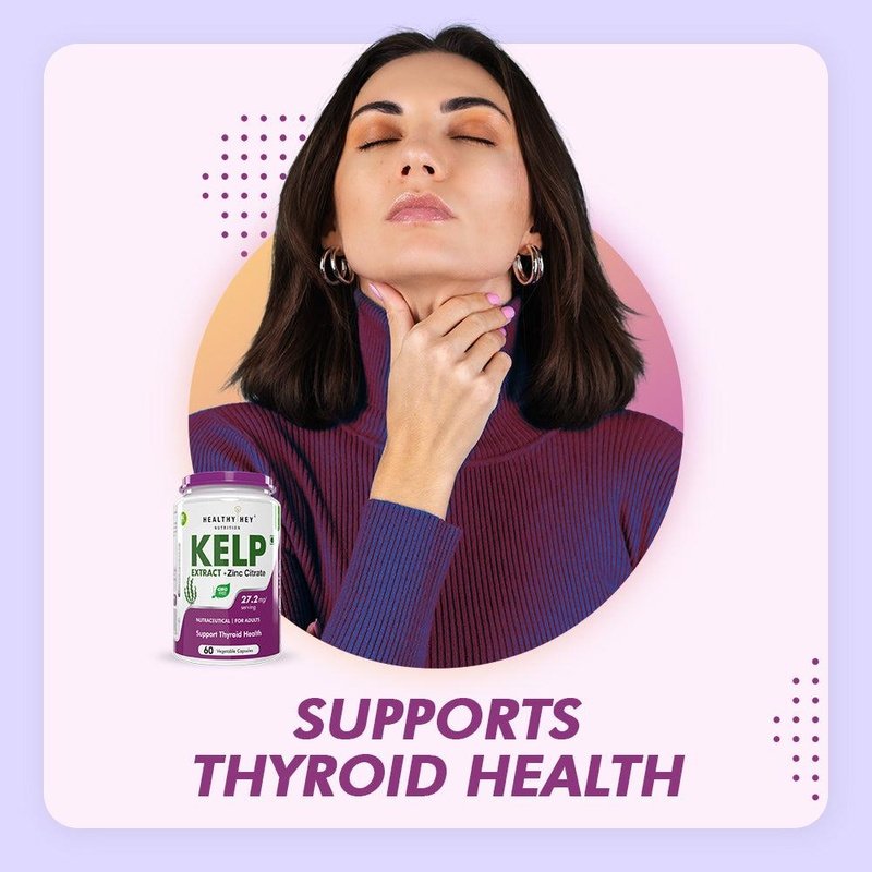 Kelp Extract with Zinc Citrate, Support Thyroid Health 60 Veg Capsules - HealthyHey Nutrition