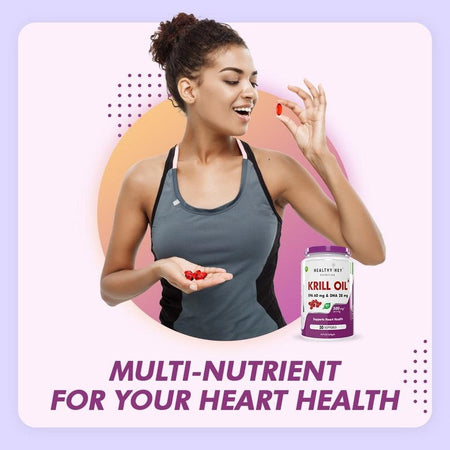 Krill Oil EPA 60mg & DHA, Supports Heart Health 28mg -30 softgels - HealthyHey Nutrition