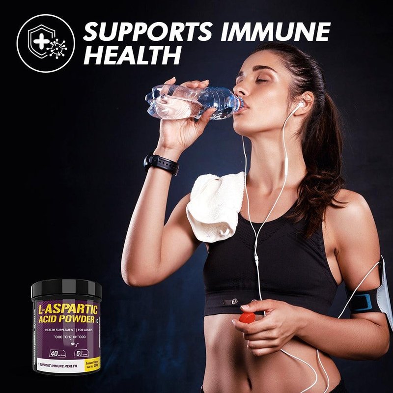 L- Aspartic Acid Powder, Supports Immune Health - Lemon Flavour - 200g - HealthyHey Nutrition