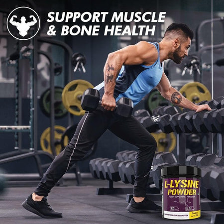 L-Lysine Powder,Supports Calcium Absorption - Cranberry Flavoured - 200g - HealthyHey Nutrition