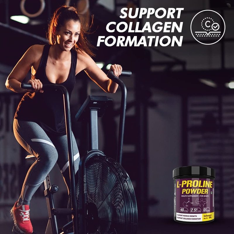 L-Proline Powder, Supports Muscle Growth & Collagen Formation, 100g Unflavoured - 40 Servings - HealthyHey Nutrition