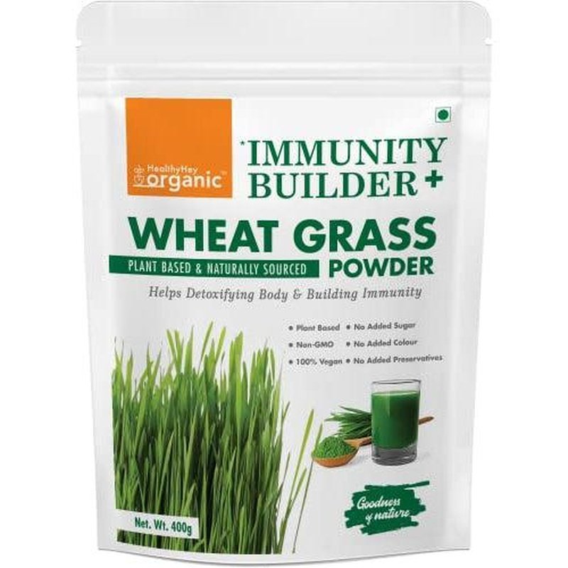 Organic Wheat Grass Powder | Builds Immunity & Detoxify Body | 400 gram - HealthyHey Nutrition