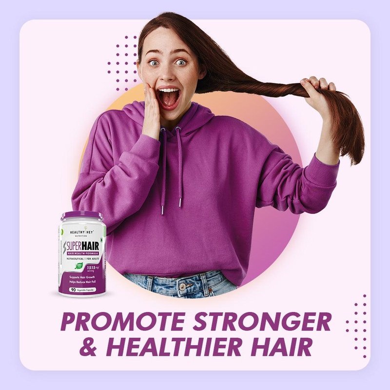 SuperHair, Supports Hair Growth Health Formula 90 Veg Capsules - HealthyHey Nutrition